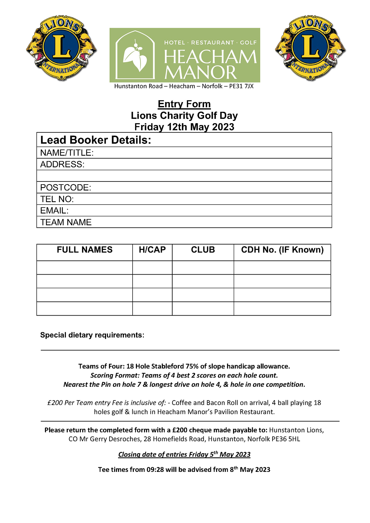 Entry Form 2023 Entry Form 2023