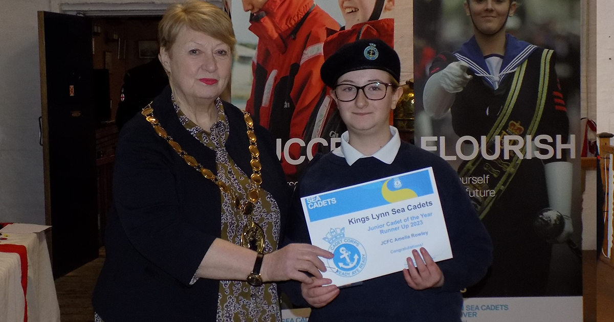 Mayor Bambridge presenting Junior Cadet of the Year to OC Amelia Mayor Bambridge presenting Junior Cadet of the Year to OC Amelia