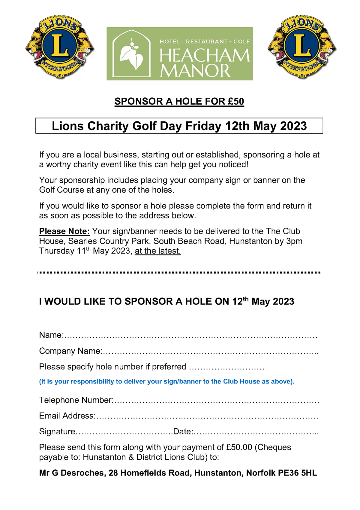 Sponsor a hole 2023 Sponsor a hole 2023