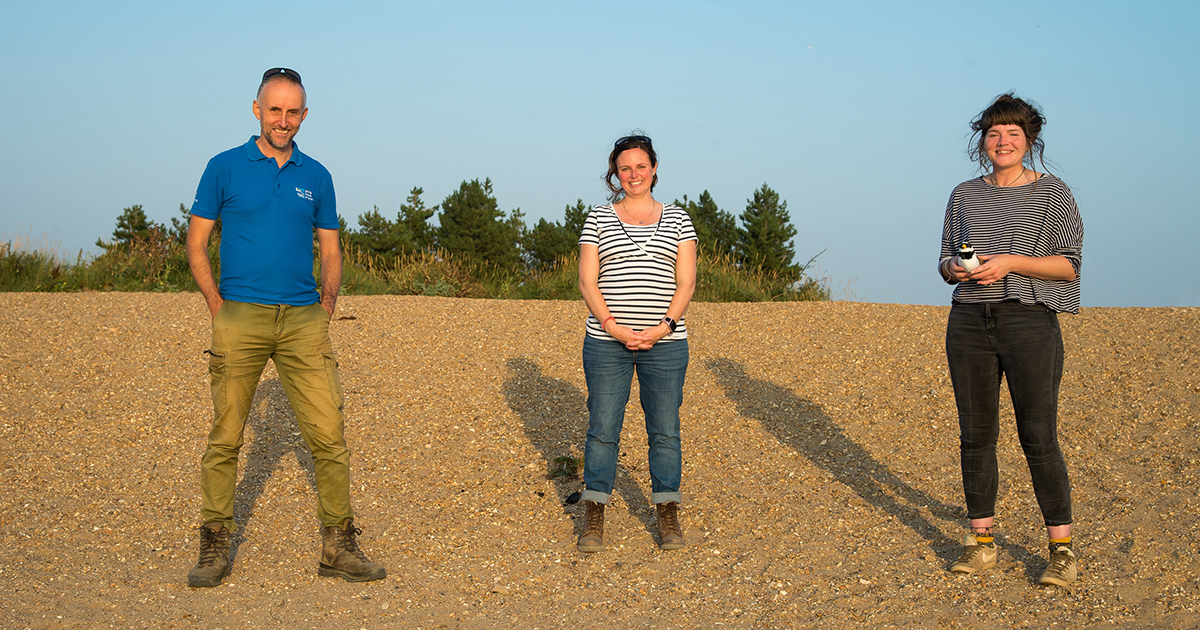 WEB Jim Scott (Site Manager), Hayley Roan (Senior Sites Manager) and Wynona Legg (Plovers in Peril Project Officer by Phill Gwilliam WEB Jim Scott (Site Manager), Hayley Roan (Senior Sites Manager) and Wynona Legg (Plovers in Peril Project Officer by Phill Gwilliam